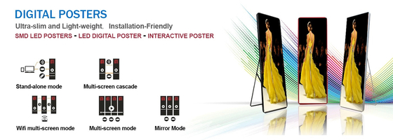 55 inci Indoor Digital Signage dan Display Poster Led Screen P2 mm Mobile Led Panel Pantalla untuk Shopping Mall